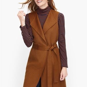 Talbots Camel Brown Sleeveless Wrap Vest